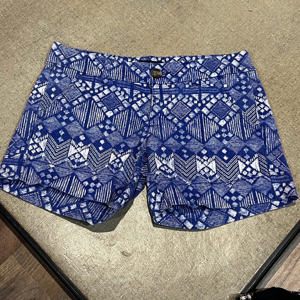 American Eagle Outfitters Blue Geometric Jean Shorts